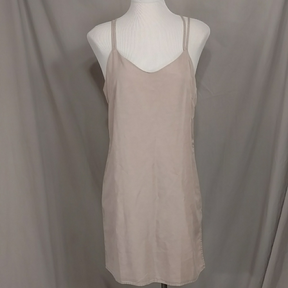Lightweight Slip Dress Thin Strap Sheath Sexy Nude Light Taupe Color SeeMeasment